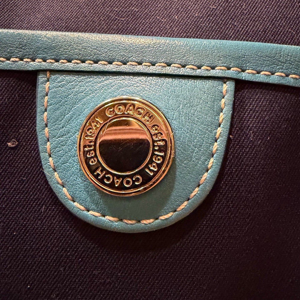 Coach Hamptons Twill Garden Tote Bag #6734 - Deep Marine Navy Blue - Picture 4 of 16
